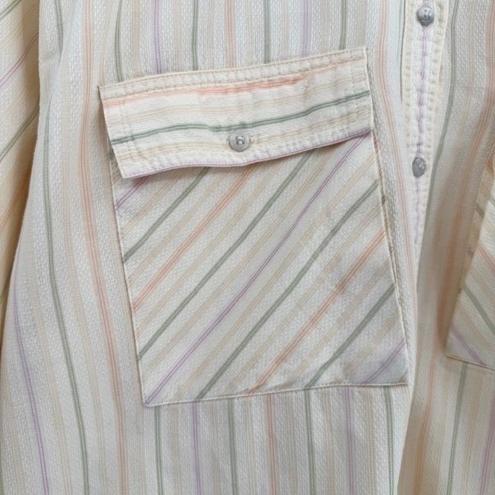Liz Sport Vtg Pastel Striped Long Sleeve Button Up Shirt‎ Women's Sz L - Picture 4 of 13